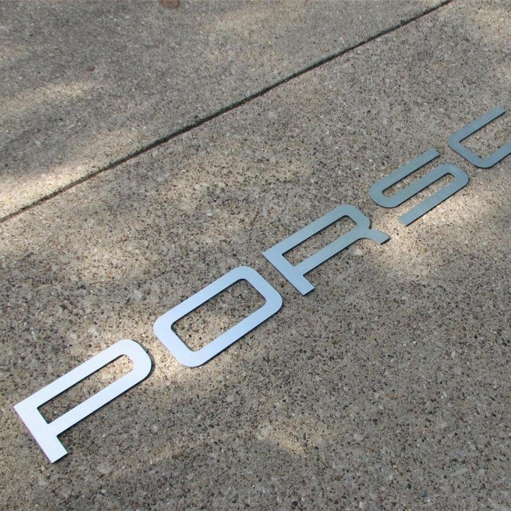 PORSCHE DEALERS SCRIPT BRUSHED ALUMINUM SIGN 6FT